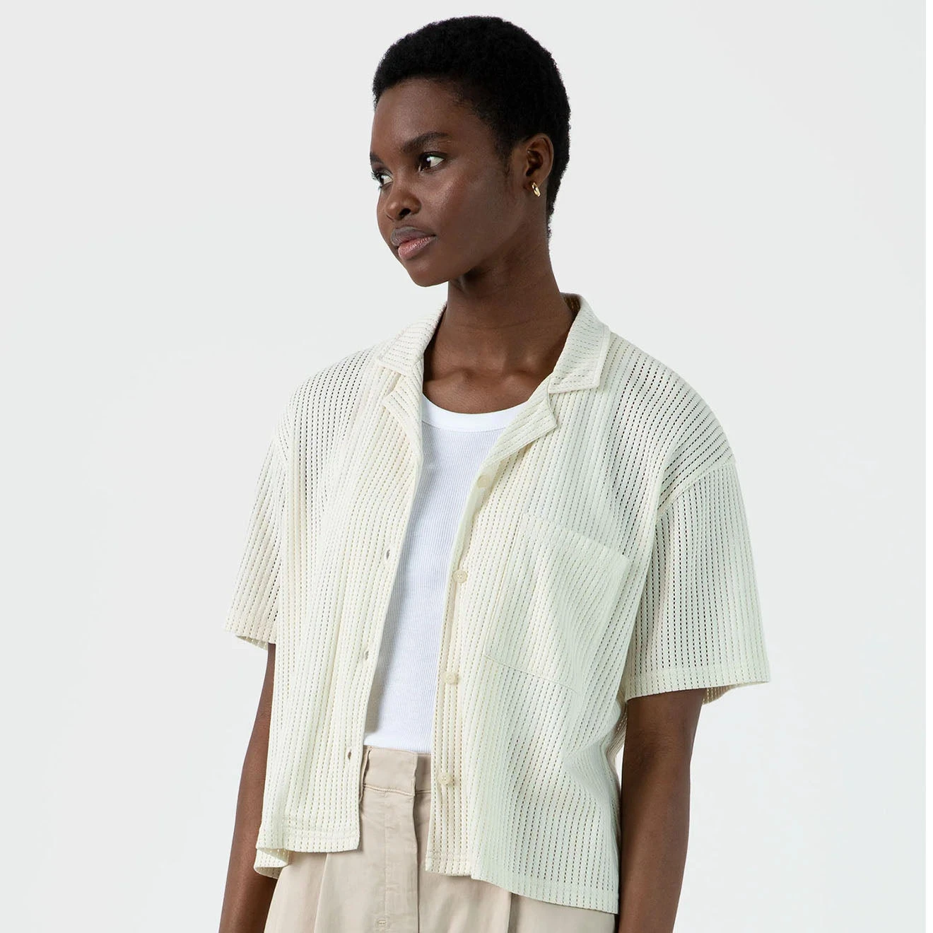 Sunspel Womens Lace Mesh Shirt Ecru(Sunspel Womens Lace Mesh Shirt Ecru) 4 Sunspel Womens Lace Mesh Shirt Ecru(Sunspel Womens Lace Mesh Shirt Ecru) - Image 2