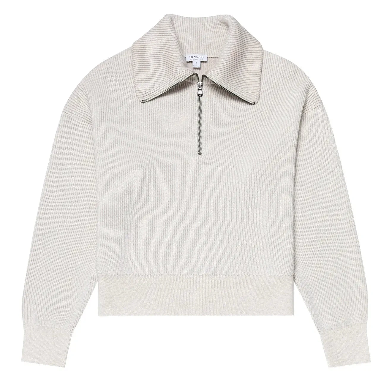 Sunspel Womens Ribbed Half Zip Jumper Ecru(Sunspel Womens Ribbed Half Zip Jumper Ecru) 3 Sunspel Womens Ribbed Half Zip Jumper Ecru(Sunspel Womens Ribbed Half Zip Jumper Ecru)