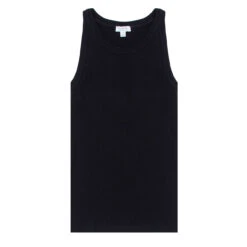 Sunspel Womens Ribbed Tank Top Black(Sunspel Womens Ribbed Tank Top Black)