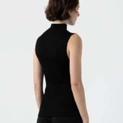 Sunspel Womens Mulberry Silk Rib Vest Jumper Black(Sunspel Womens Mulberry Silk Rib Vest Jumper Black) 7 Sunspel Womens Mulberry Silk Rib Vest Jumper Black(Sunspel Womens Mulberry Silk Rib Vest Jumper Black) -Best Clothing Store 0007 SunspelWomensMulberrySilkRibVestJumperBlack2