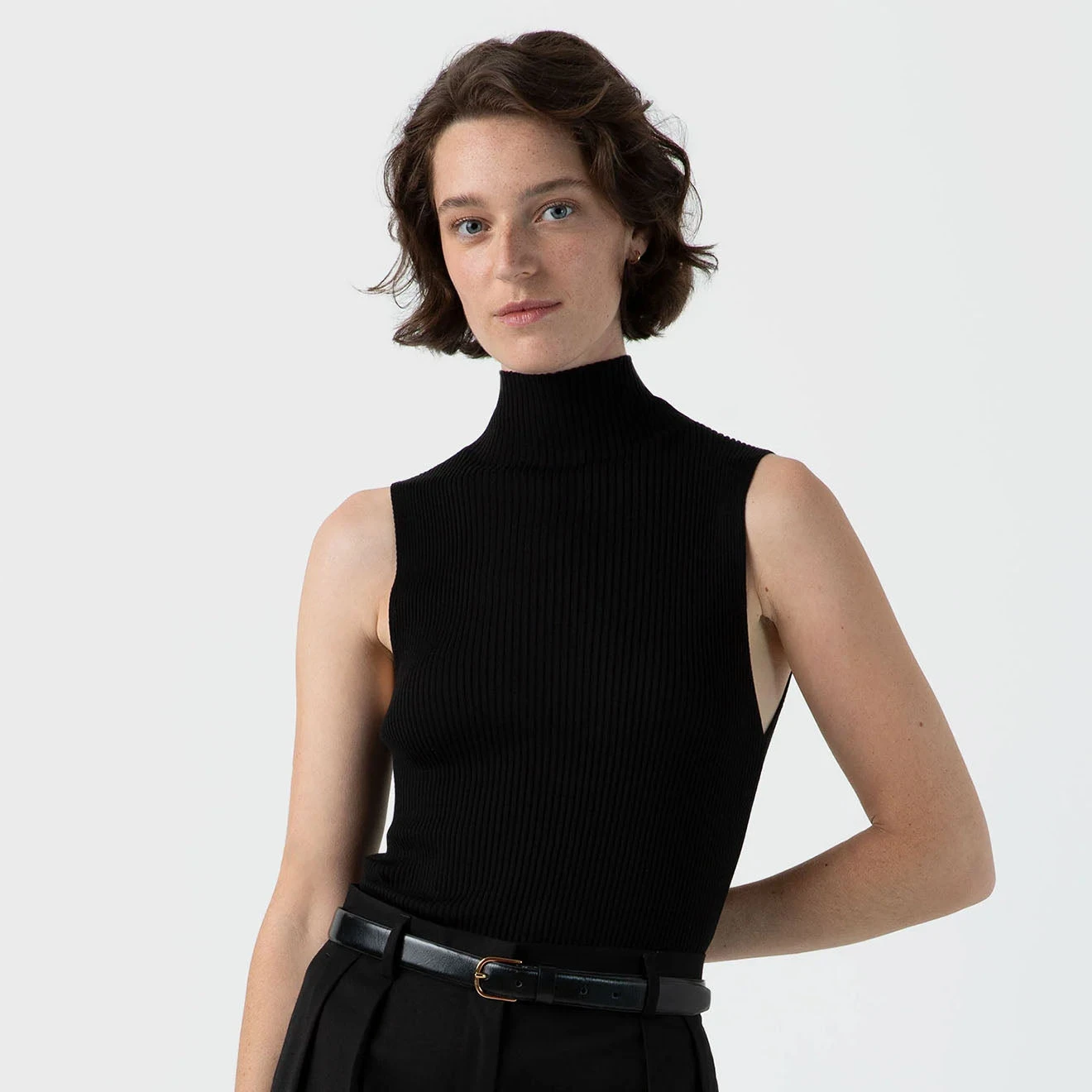 Sunspel Womens Mulberry Silk Rib Vest Jumper Black(Sunspel Womens Mulberry Silk Rib Vest Jumper Black) 4 Sunspel Womens Mulberry Silk Rib Vest Jumper Black(Sunspel Womens Mulberry Silk Rib Vest Jumper Black) - Image 2