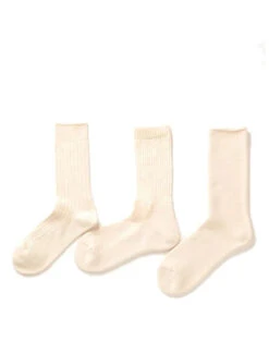 RoToTo Organic Daily 3 Pack Crew Socks Ecru(Rototo Organic Daily 3 Pack Crew Socks Ecru)