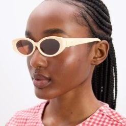 Damson Madder Catty Oval Sunglasses With Bow Detail Bone(Damson Madder Catty Oval Sunglasses With Bow Detail Bone) -Best Clothing Store 3DamsonMadderCattyOvalSunglassesWithBowDetailBone