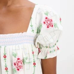 Damson Madder Lulu Mini Dress Rose Embroidery(Damson Madder Lulu Mini Dress Rose Embroidery) 14 Damson Madder Lulu Mini Dress Rose Embroidery(Damson Madder Lulu Mini Dress Rose Embroidery) -Best Clothing Store 3DamsonMadderLuluMiniDressRoseEmbroidery