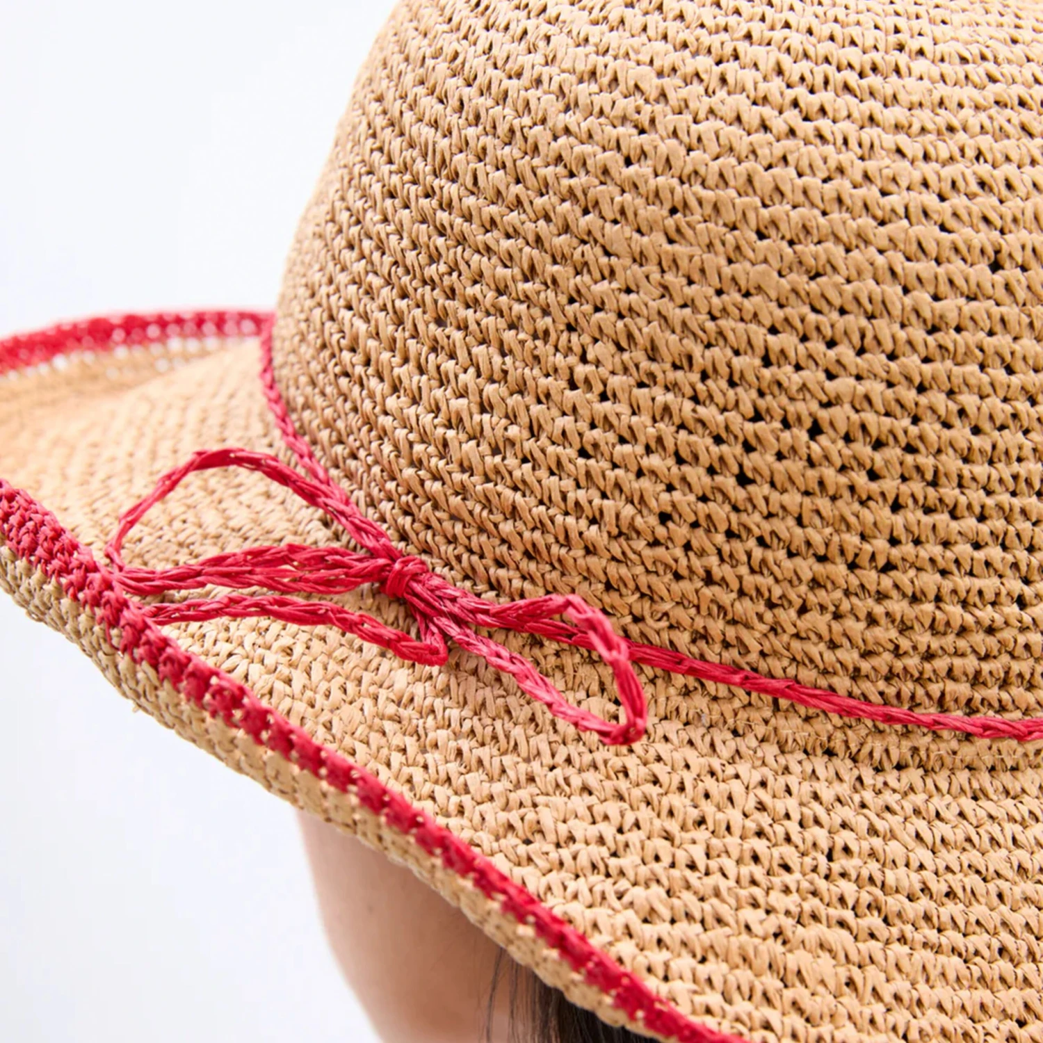 Damson Madder Roll Back Raffia Hat With Red Bow Detail Brown(Damson Madder Roll Back Raffia Hat With Red Bow Detail Brown) 5 Damson Madder Roll Back Raffia Hat With Red Bow Detail Brown(Damson Madder Roll Back Raffia Hat With Red Bow Detail Brown) - Image 3