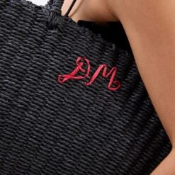 Damson Madder Straw Market Bag With Logo Black(Damson Madder Straw Market Bag With Logo Black) 7 Damson Madder Straw Market Bag With Logo Black(Damson Madder Straw Market Bag With Logo Black) -Best Clothing Store 3DamsonMadderStrawMarketBagWithLogoBlack