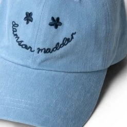 Damson Madder Washed Smiley Cap Blue With Navy Embroidery(Damson Madder Washed Smiley Cap Blue With Navy Embroidery) -Best Clothing Store 5DamsonMadderWashedSmileyCapBlueWithNavyEmbroidery