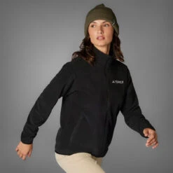 Best Clothing Store -Best Clothing Store AdidasTerrexWomensMultiEssentialsFull ZipFleeceJacketBlack 02