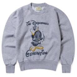 Aries Womens Destroyed Weedie Pie Raglan Sweat Light Grey Marl(Aries Womens Destroyed Weedie Pie Raglan Sweat Light Grey Marl)