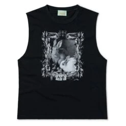Aries Womens Faded Bunny Muscle Vest Black(Aries Womens Faded Bunny Muscle Vest Black)