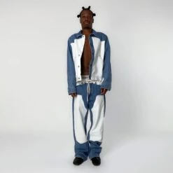 Aries Womens Patchwork Western Carpenter Jeans Blue / White(Aries Womens Patchwork Western Carpenter Jeans Blue White) -Best Clothing Store AriesWomensPatchworkWesternCarpenterJeansBlue White 0003 ARIES SS25ECOM FINAL 194