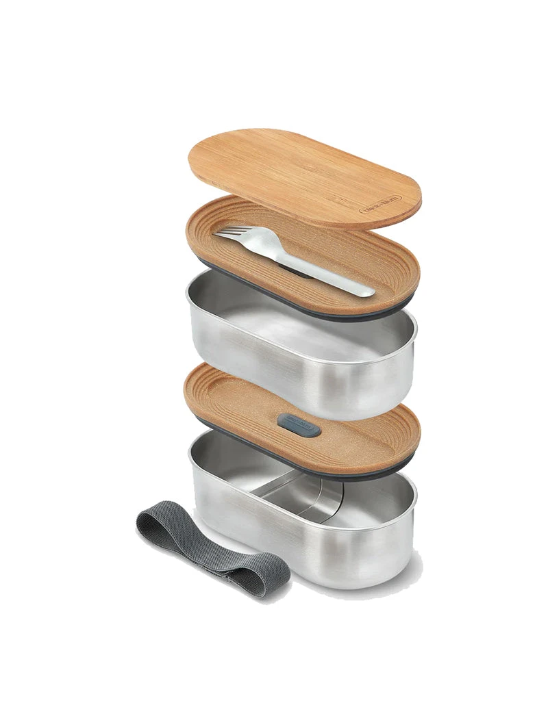 Black+Blum Black + Blum Stainless Steel Double Bento Box Almond/Grey(Black Blum Stainless Steel Double Bento Box Almond Grey) 4 Black+Blum Black + Blum Stainless Steel Double Bento Box Almond/Grey(Black Blum Stainless Steel Double Bento Box Almond Grey) - Image 2