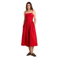 Damson Madder Angelina Cotton Satin Dress Fig(Damson Madder Angelina Cotton Satin Dress Fig) -Best Clothing Store DamsonMadderAngelinaCottonSatinDressFig2