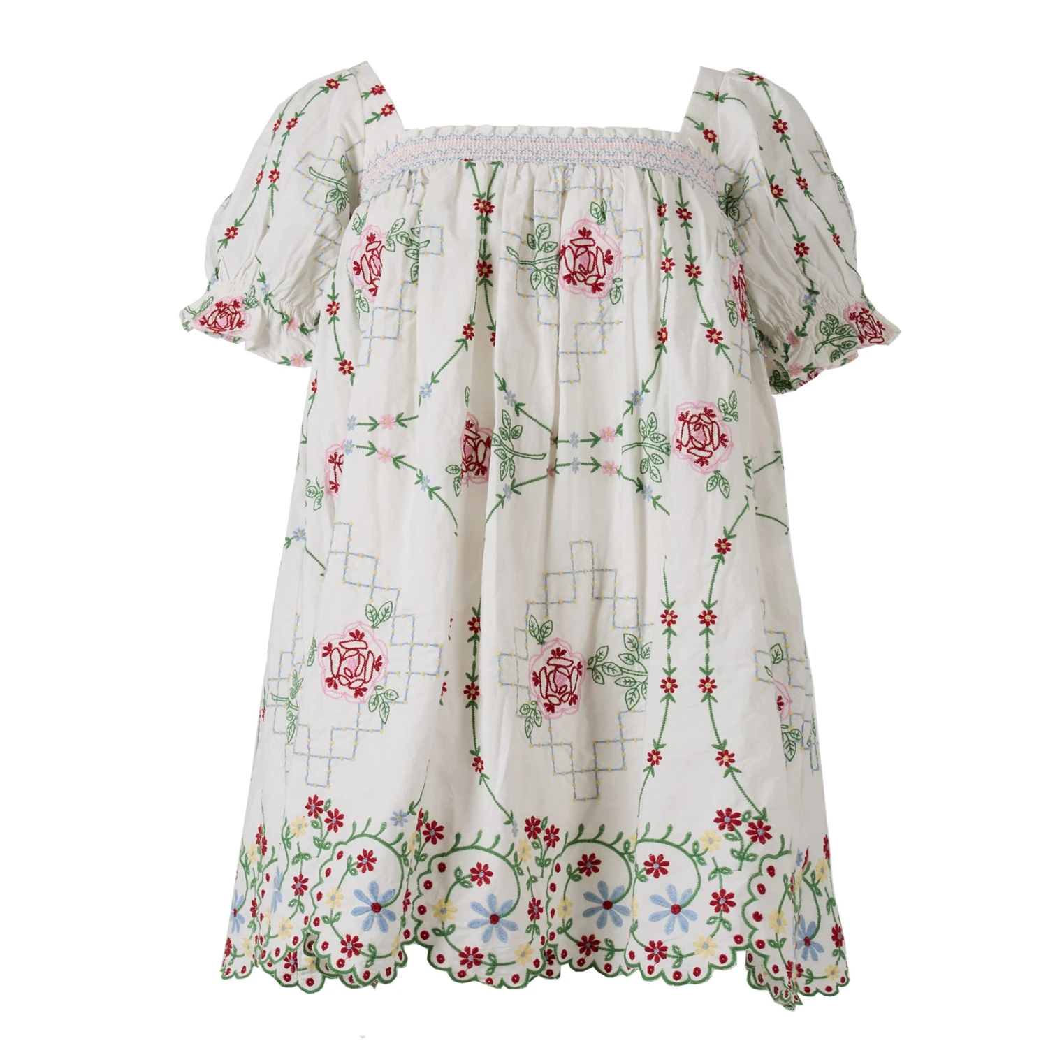 Damson Madder Lulu Mini Dress Rose Embroidery(Damson Madder Lulu Mini Dress Rose Embroidery) 3 Damson Madder Lulu Mini Dress Rose Embroidery(Damson Madder Lulu Mini Dress Rose Embroidery)