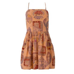 Damson Madder Peaches Mini Apron Dress Papaya Holiday Print(Damson Madder Peaches Mini Apron Dress Papaya Holiday Print)