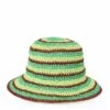 Damson Madder Raffia Bucket Hat Tropical Stripe(Damson Madder Raffia Bucket Hat Tropical Stripe) -Best Clothing Store DamsonMadderRaffiaBucketHatTropicalStripe