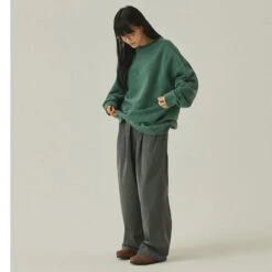 Kappy Pigment Sweat Shirt Deep Green(Kappy Pigment Sweat Shirt Deep Green) -Best Clothing Store KappyPigmentSweatShirtDeepGreen1