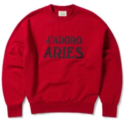 Aries Womens J'Adoro Aries Sweat Red(Aries Womens Jadoro Aries Sweat Red)