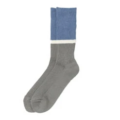 Rototo Bicolor Ribbed Crew Socks Light Blue / Dark Gray(Rototo Bicolor Ribbed Crew Socks Light Blue Dark Gray)