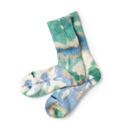 Rototo Allrounder Merino Crew Tie Dye Socks Green / Blue(Rototo Allrounder Merino Crew Tie Dye Socks Green Blue)