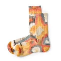 Rototo Allrounder Merino Crew Tie Dye Socks Yellow / Red(Rototo Allrounder Merino Crew Tie Dye Socks Yellow Red)
