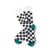 RoToTo Checkerboard Sock Ivory / Black Green(Rototo Checkerboard Sock Ivory Black Green) 2 RoToTo Checkerboard Sock Ivory / Black Green(Rototo Checkerboard Sock Ivory Black Green) -Best Clothing Store RototoCheckerboardSockIvoryBlackGreen