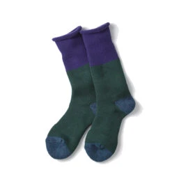 Rototo Chunky Pile Boot Socks Dark Purple / Dark Green(Rototo Chunky Pile Boot Socks Dark Purple Dark Green)