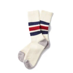 Rototo Coarse Ribbed Old School Crew Socks Navy / Dark Red(Rototo Coarse Ribbed Old School Crew Socks Navy Dark Red)