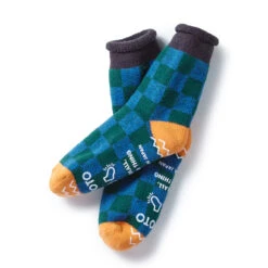 Rototo Pile Room Socks Checkerboard Charcoal / Light Orange(Rototo Pile Room Socks Checkerboard Charcoal Light Orange)
