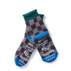 Rototo Pile Room Socks Checkerboard Dark Green / Blue(Rototo Pile Room Socks Checkerboard Dark Green Brown)