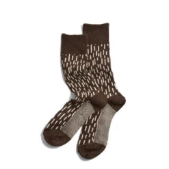 Rototo Rain Drop Crew Socks Dark Brown / Ivory(Rototo Rain Drop Crew Socks Dark Brown Ivory)