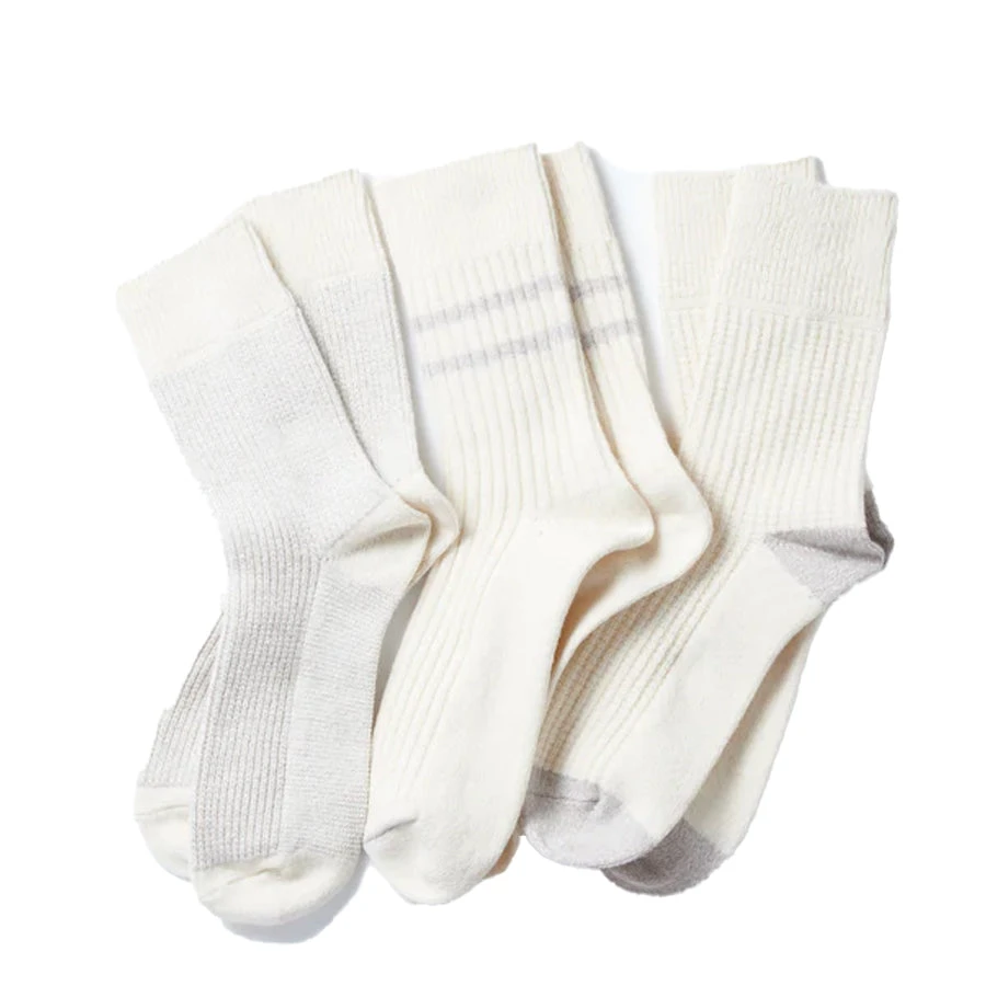 Rototo Recycle Cotton / Wool Daily 3 Pack Socks Off White / Gray(Rototo Recycle Cotton Wool Daily 3 Pack Socks Off White Green) 3 Rototo Recycle Cotton / Wool Daily 3 Pack Socks Off White / Gray(Rototo Recycle Cotton Wool Daily 3 Pack Socks Off White Green)