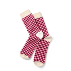 Rototo Womens Gingham Sock Pink / Black(Rototo Womens Gingham Sock Pink Black)