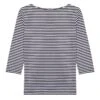 Sunspel 3/4 Sleeve Boat Neck T-Shirt White / Navy Stripe(Sunspel 3 4 Sleeve Boat Neck T Shirt White Navy Stripe) -Best Clothing Store Sunspel Womens 3 4 Sleeve Boat Neck T Shirt White Navy Stripe 26132 01
