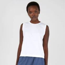 Sunspel Boy Fit Tank T-Shirt White(Sunspel Boy Fit Tank T Shirt White) -Best Clothing Store Sunspel Womens Boy Fit Tank T Shirt White 26136 02