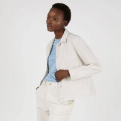 Best Clothing Store -Best Clothing Store Sunspel Womens Chore Jacket Chalk 26125 03