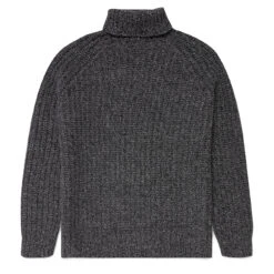 Sunspel Womens Chunky Roll Neck Jumper Black / Grey Twist(Sunspel Womens Chunky Roll Neck Jumper Black Grey Twist)