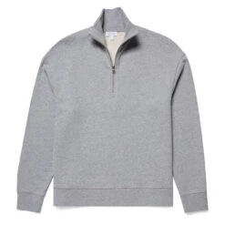 Sunspel Womens Half Zip Loopback Sweatshirt Grey Melange(Sunspel Womens Half Zip Loopback Sweatshirt Grey Melange)