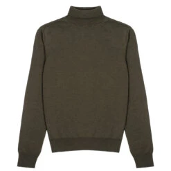 Sunspel Womens Merino Silk Roll Neck Sweater Dark Moss(Sunspel Womens Merino Silk Roll Neck Sweater Dark Moss)