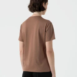 Sunspel Womens Boy Fit Crew Neck T-Shirt Dark Sand(Sunspel Womens Boy Fit Crew Neck T Shirt Dark Sand) -Best Clothing Store SunspelWomensBoyFitCrewNeckT ShirtDarkSand2