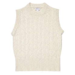 Sunspel Womens Cable Knit Vest Ecru(Sunspel Womens Cable Knit Vest Ecru)