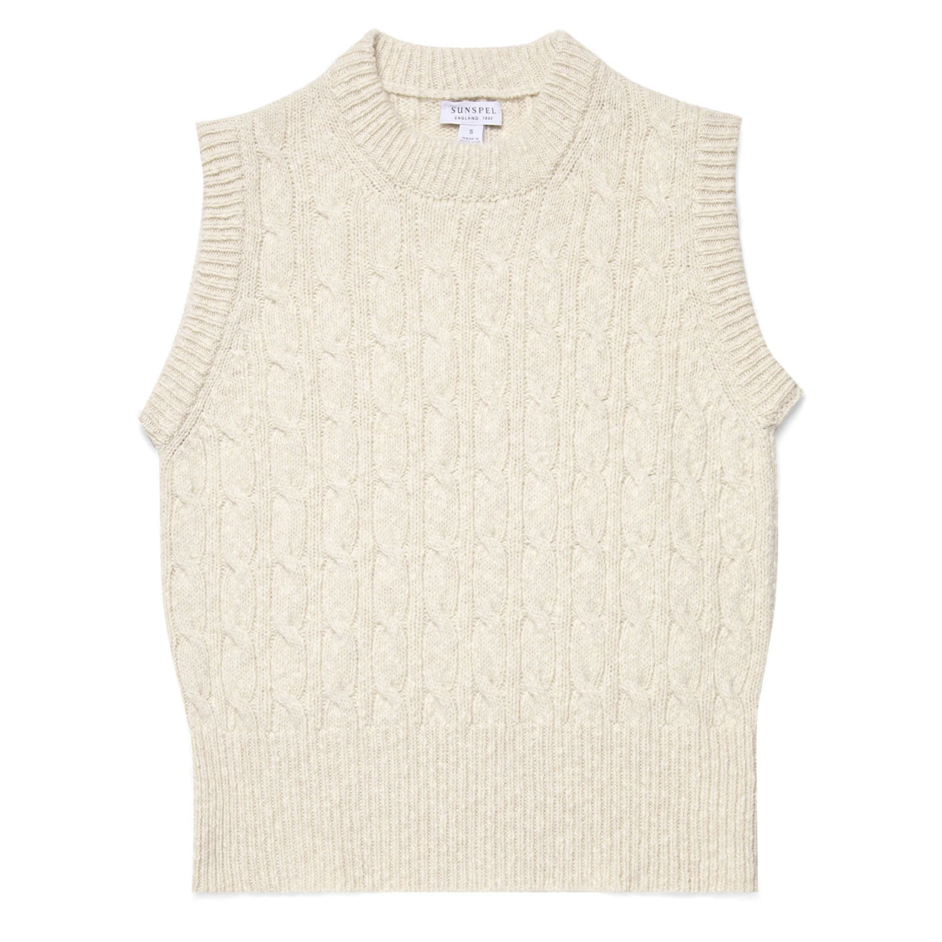 Sunspel Womens Cable Knit Vest Ecru(Sunspel Womens Cable Knit Vest Ecru) 3 Sunspel Womens Cable Knit Vest Ecru(Sunspel Womens Cable Knit Vest Ecru)