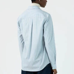 Sunspel Womens Classic Shirt Blue/Ecru Stripe(Sunspel Womens Classic Shirt Blue Ecru Stripe) 7 Sunspel Womens Classic Shirt Blue/Ecru Stripe(Sunspel Womens Classic Shirt Blue Ecru Stripe) -Best Clothing Store SunspelWomensClassicShirtBlue EcruStripe2