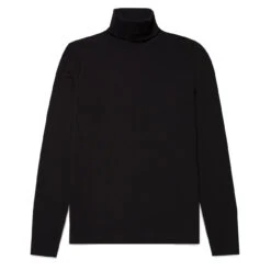 Sunspel Womens L/S Roll Neck Top Black(Sunspel Womens L S Roll Neck Top Black)