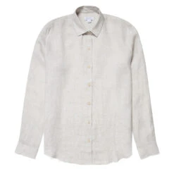 Sunspel Womens L/S Shirt Oatmeal Melange Linen(Sunspel Womens L S Shirt Oatmeal Melange Linen)
