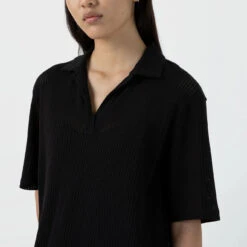 Sunspel Womens Lace Mesh Polo Dress Black(Sunspel Womens Lace Mesh Polo Dress Black) -Best Clothing Store SunspelWomensLaceMeshPoloDressBlack2