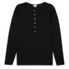 Sunspel Womens Rib Henley Black(Sunspel Womens Rib Henley Black) -Best Clothing Store SunspelWomensRibHenleyBlack 1