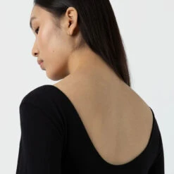 Sunspel Womens Scoop Back Top Black(Sunspel Womens Scoop Back Top Black) -Best Clothing Store SunspelWomensScoopBackTopBlack4