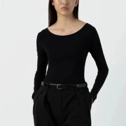 Sunspel Womens Scoop Back Top Black(Sunspel Womens Scoop Back Top Black) -Best Clothing Store SunspelWomensScoopBackTopBlack5