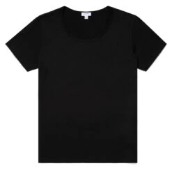 Sunspel Womens Scoop T-Shirt Black(Sunspel Womens Scoop T Shirt Black)